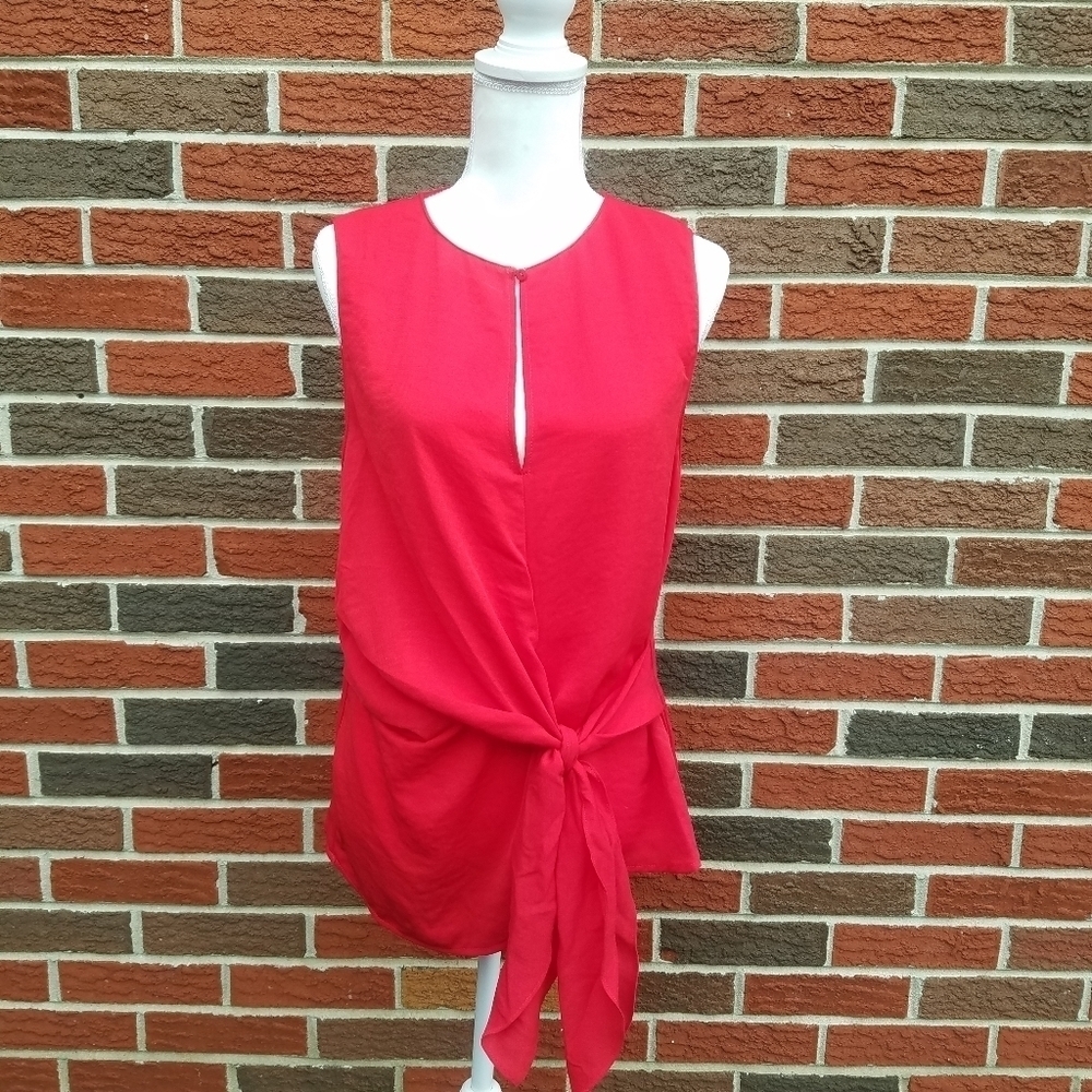 The impeccable pig red tie front tank top